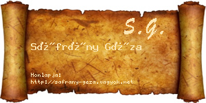 Sáfrány Géza névjegykártya