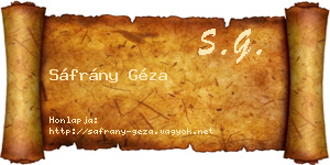 Sáfrány Géza névjegykártya